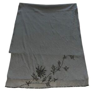 Twilight gray sheer netting embroidered beaded shawl scarf wrap